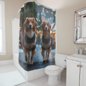 Nova Scotia Duck Toller Christmas Snow Holiday Douchegordijn (In situ)