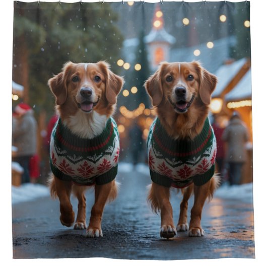 Nova Scotia Duck Toller Christmas Snow Holiday Douchegordijn (Voorkant)