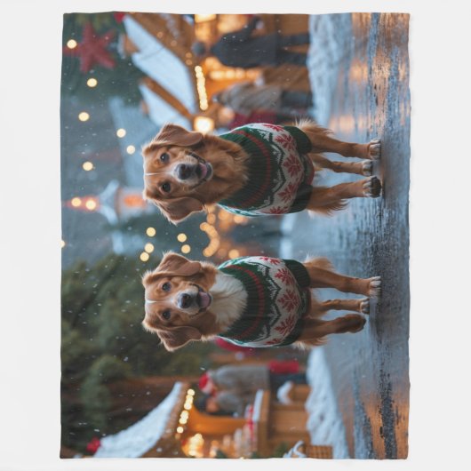 Nova Scotia Duck Toller Christmas Snow Holiday Fleece Deken (Voorkant)