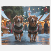 Nova Scotia Duck Toller Christmas Snow Holiday Fleece Deken (Voorkant (Horizontaal))