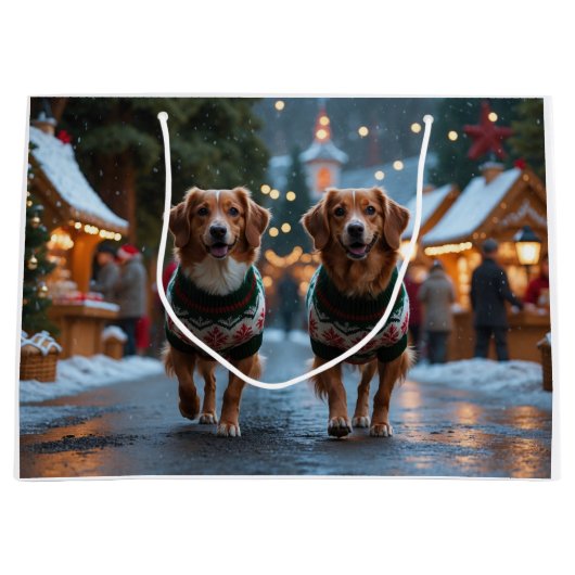 Nova Scotia Duck Toller Christmas Snow Holiday Groot Cadeauzakje (Voorkant)