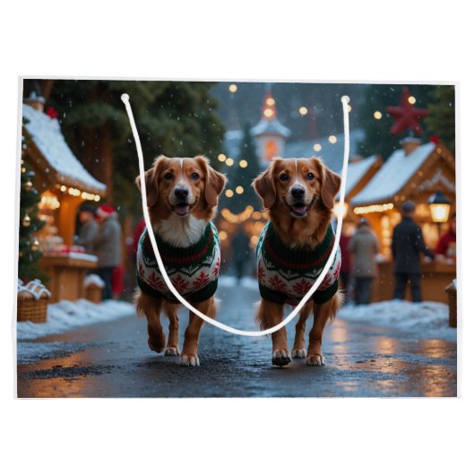 Nova Scotia Duck Toller Christmas Snow Holiday Groot Cadeauzakje (Achterkant)