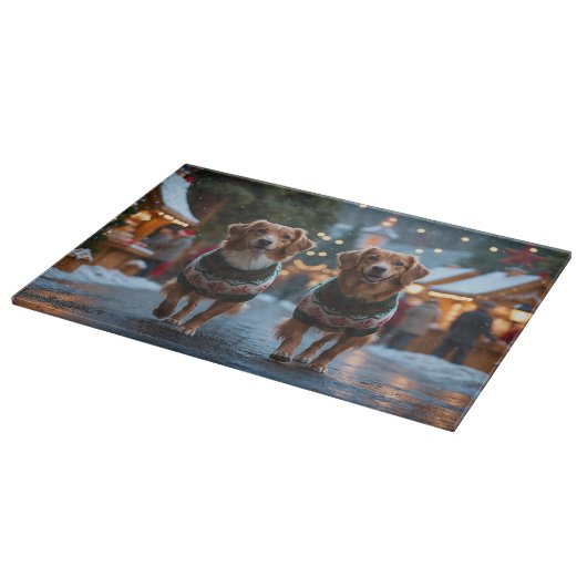 Nova Scotia Duck Toller Christmas Snow Holiday Snijplank (Hoek)