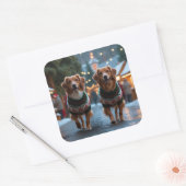 Nova Scotia Duck Toller Christmas Snow Holiday Vierkante Sticker (Envelop)