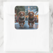 Nova Scotia Duck Toller Christmas Snow Holiday Vierkante Sticker (Tas)