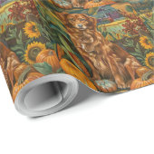 Nova Scotia Duck Toller Dog Herfst Thanksgiving Cadeaupapier (Rol Hoek)