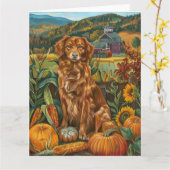 Nova Scotia Duck Toller Dog Herfst Thanksgiving Kaart (Gele Bloem)