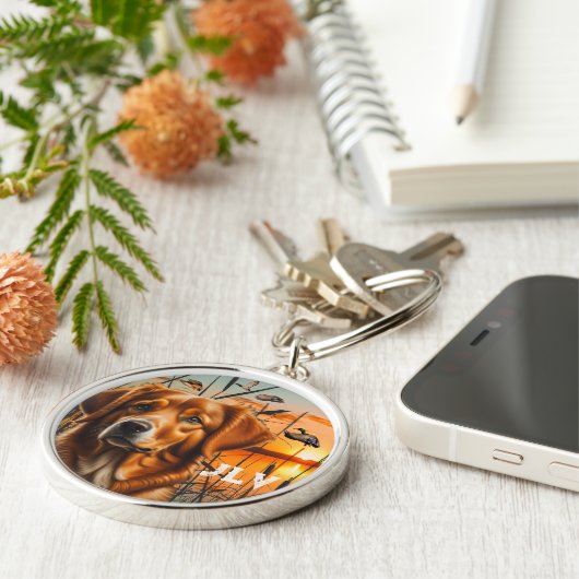 Nova Scotia Duck Toller gepersonaliseerd Sleutelhanger (Zijkant)