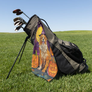 Nova Scotia Duck Toller Halloween Heksenpompoen Golfhanddoek