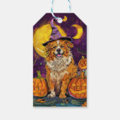 Nova Scotia Duck Toller Halloween Witch Pumpkin Cadeaulabel (Achterkant)