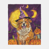 Nova Scotia Duck Toller Halloween Witch Pumpkin Fleece Deken (Voorkant)