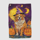Nova Scotia Duck Toller Halloween Witch Pumpkin Golfhanddoek (Voorkant)