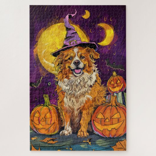 Nova Scotia Duck Toller Halloween Witch Pumpkin Legpuzzel (Verticaal)