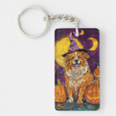 Nova Scotia Duck Toller Halloween Witch Pumpkin Sleutelhanger (Voorkant)