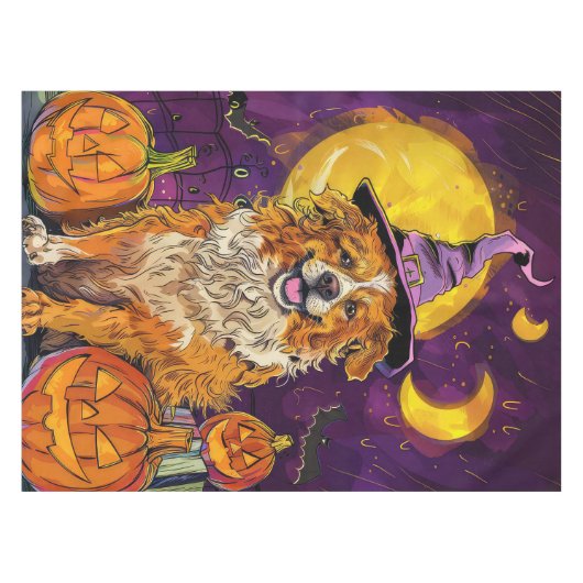 Nova Scotia Duck Toller Halloween Witch Pumpkin Tafelkleed (Voorkant (Horizontaal))