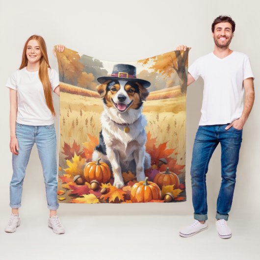 Nova Scotia Duck Toller Herfstbladeren Thanksgivin Fleece Deken (In situ)