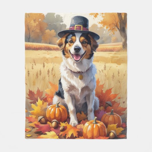 Nova Scotia Duck Toller Herfstbladeren Thanksgivin Fleece Deken (Voorkant)