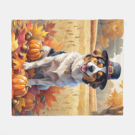 Nova Scotia Duck Toller Herfstbladeren Thanksgivin Fleece Deken (Voorkant (Horizontaal))