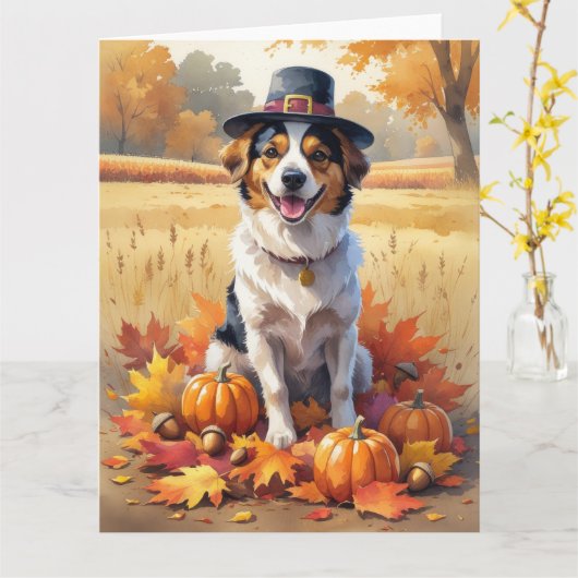 Nova Scotia Duck Toller Herfstbladeren Thanksgivin Kaart (Gele Bloem)