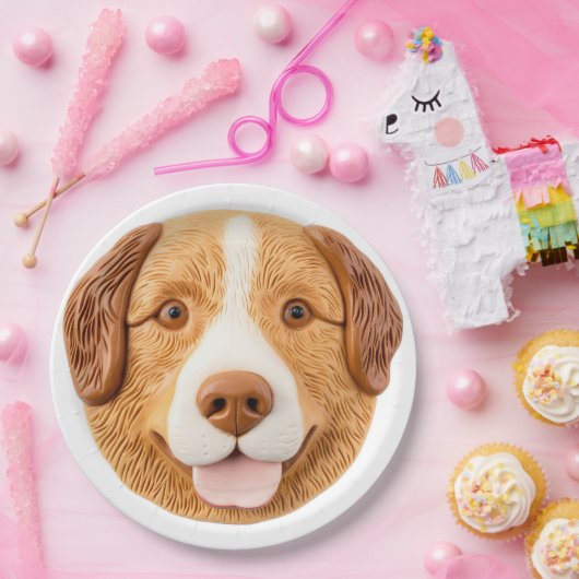 Nova Scotia Duck Toller Hond 3D geïnspireerd Papieren Bordje (Feest)