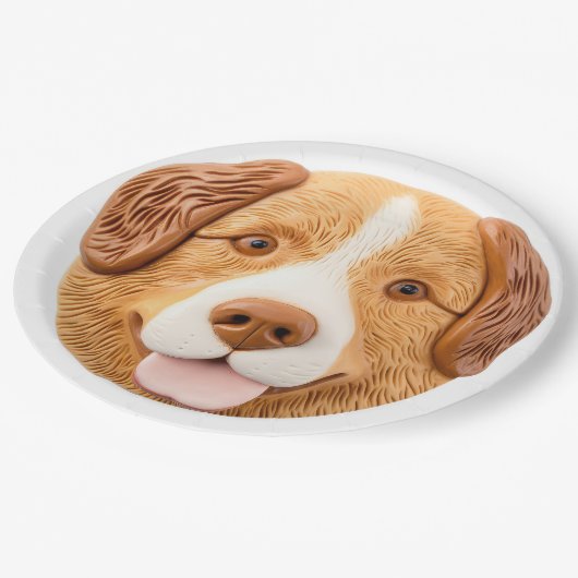 Nova Scotia Duck Toller Hond 3D geïnspireerd Papieren Bordje (Gekanteld)