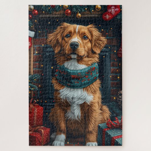 Nova Scotia Duck Toller Kerstcadeaus Haard Legpuzzel (Verticaal)