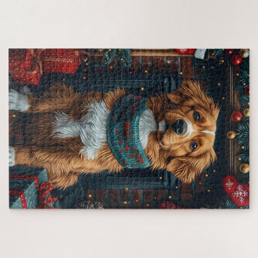 Nova Scotia Duck Toller kerstcadeaus open haard Legpuzzel (Horizontaal)