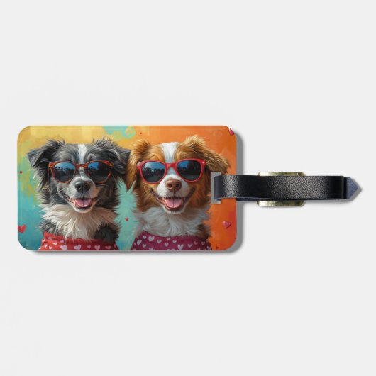 Nova Scotia Duck Toller met Rozen Valentijnsdag Bagagelabel (Achterkant horizontaal)