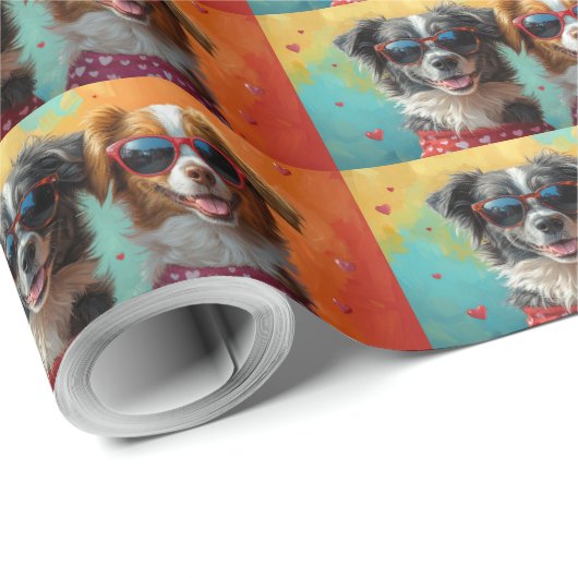 Nova Scotia Duck Toller met Rozen Valentijnsdag Cadeaupapier (Rol Hoek)