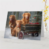 Nova Scotia Duck Toller Retriever Sneeuw Slede Kaart (Gele Bloem)