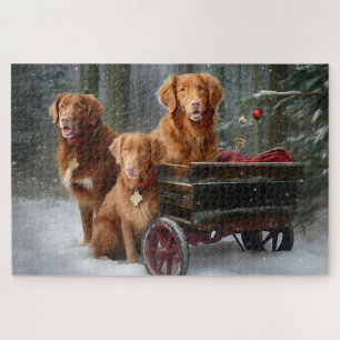 Nova Scotia Duck Toller Retriever Sneeuw Slede Legpuzzel