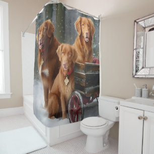 Nova Scotia Duck Toller Retriever Sneeuw slee Douchegordijn