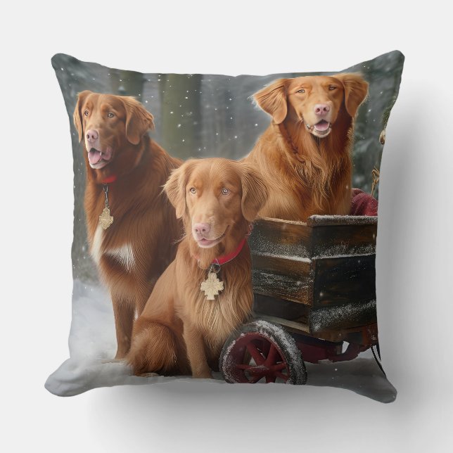 Nova Scotia Duck Toller Retriever Sneeuw slee Kussen (Voorkant)