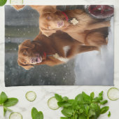 Nova Scotia Duck Toller Retriever Sneeuw slee Theedoek (Gevouwen)