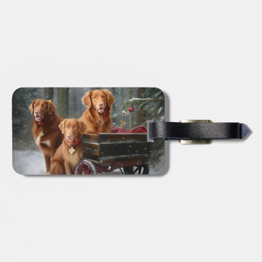Nova Scotia Duck Toller Retriever Sneeuwslee Bagagelabel (Achterkant horizontaal)