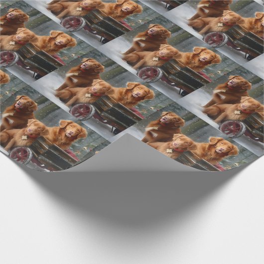 Nova Scotia Duck Toller Retriever Sneeuwslee Cadeaupapier (Hoek)