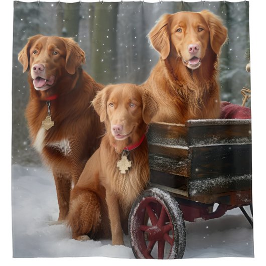 Nova Scotia Duck Toller Retriever Sneeuwslee Douchegordijn (Voorkant)