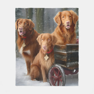 Nova Scotia Duck Toller Retriever Sneeuwslee Fleece Deken
