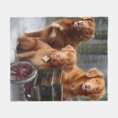 Nova Scotia Duck Toller Retriever Sneeuwslee Fleece Deken (Voorkant (Horizontaal))