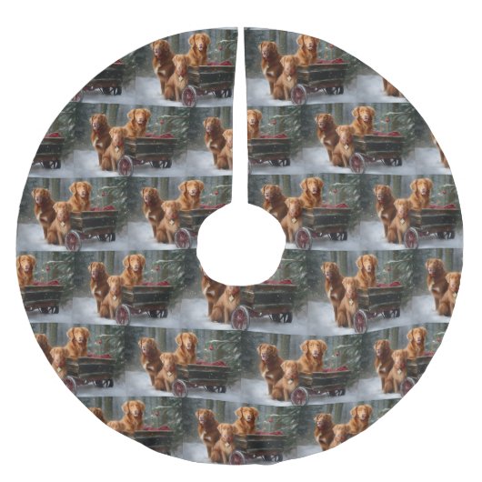 Nova Scotia Duck Toller Retriever Sneeuwslee Kerstboom Rok (Voorkant)