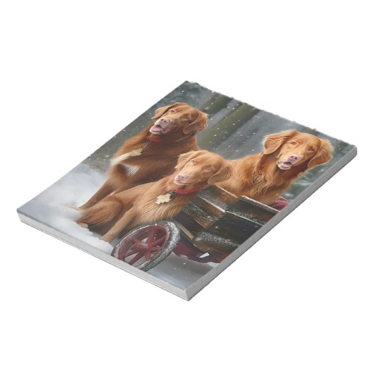 Nova Scotia Duck Toller Retriever Sneeuwslee Notitieblok (Linkerzijde)