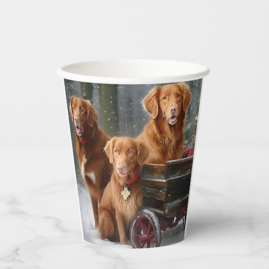 Nova Scotia Duck Toller Retriever Sneeuwslee Papieren Bekers (Voorkant)