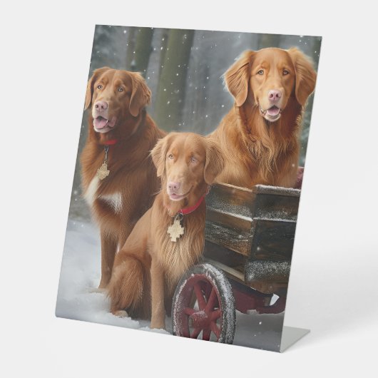 Nova Scotia Duck Toller Retriever Sneeuwslee Reclamebord Met Voetstuk (Voorkant)