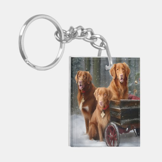 Nova Scotia Duck Toller Retriever Sneeuwslee Sleutelhanger (Voorkant Links)