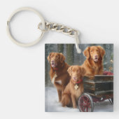 Nova Scotia Duck Toller Retriever Sneeuwslee Sleutelhanger (Voorkant)