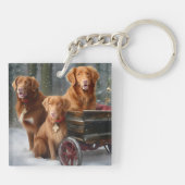 Nova Scotia Duck Toller Retriever Sneeuwslee Sleutelhanger (Achterkant)