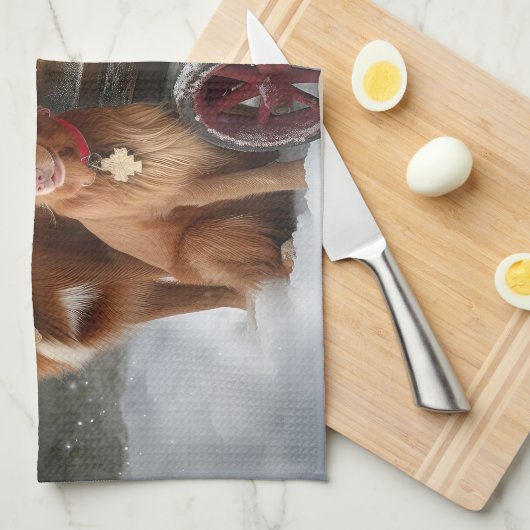 Nova Scotia Duck Toller Retriever Sneeuwslee Theedoek (Quarter Fold)