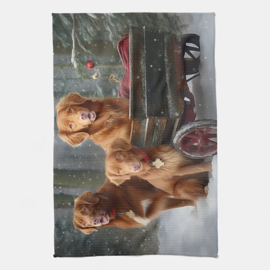 Nova Scotia Duck Toller Retriever Sneeuwslee Theedoek (Verticaal)