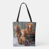 Nova Scotia Duck Toller Retriever Sneeuwslee Tote Bag (Achterkant)