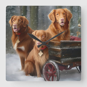 Nova Scotia Duck Toller Retriever Sneeuwslee Vierkante Klok